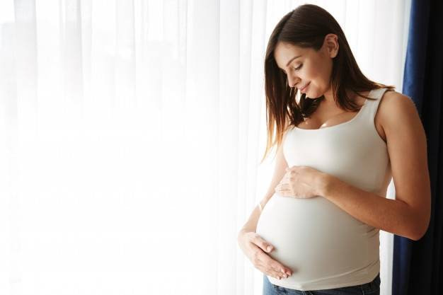 portrait happy pregnant woman touching her belly 171337 7024